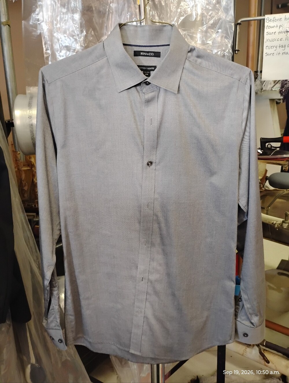 RW&CO. Men's Long-Sleeve Dress Shirt — Gray